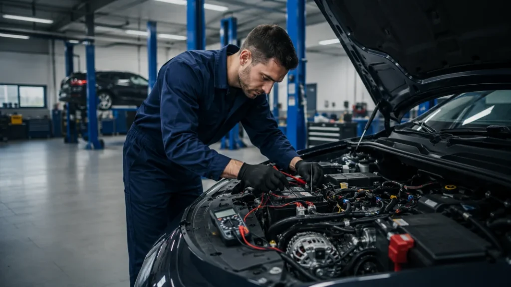 Elektromechanika samochodowa Warszawa Włochy — diagnostyka alternatorów i rozruszników testerem MIDTRONICS w Auto Serwisie